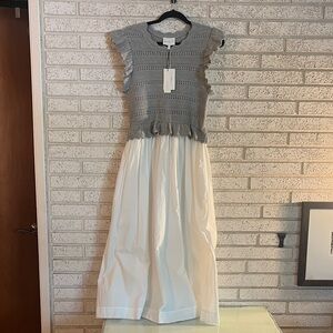 Chic Gray and White Maxi Dress